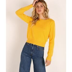 Naadam 100% Cashmere Crew Neck Pullover Sweater Butternut Yellow Women's Medium